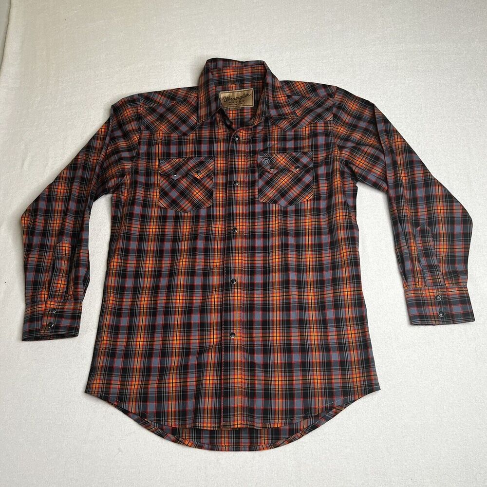Wrangler Retro Modern Fit Western Black Pearl Snap Multi-Color Long Sleeve READ